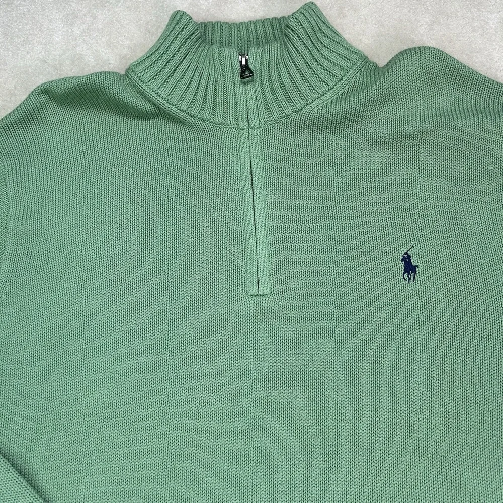 Polo Ralph Lauren Sweater Mens XL Quarter Zip Mock Neck Heavy Cotton Knit